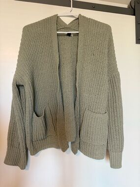 American Eagle Outfitters Chunky Open-Front Cardigan - Sage Green